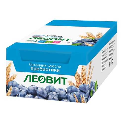 Батончик-мюсли Леовит с черникой и лютеином шоубокс 26 шт по 30 г в Татнефть