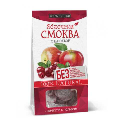 Яблочная смоква Живые снеки с клюквой 4*60 г в Татнефть