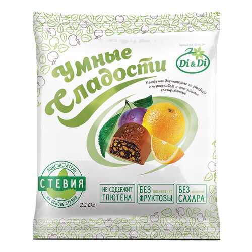 Конфеты глазированные Умные сладости со стевией черносливом и апельсином 210 г в Татнефть