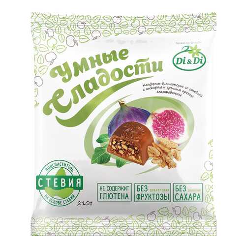 Конфеты со стевией Умные сладости с инжиром и грецким орехом глазированные 210 г в Татнефть