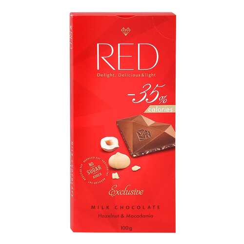 Шоколад молочный Red с фундуком и макадамией со сниженной калорийностью 100 г в Татнефть
