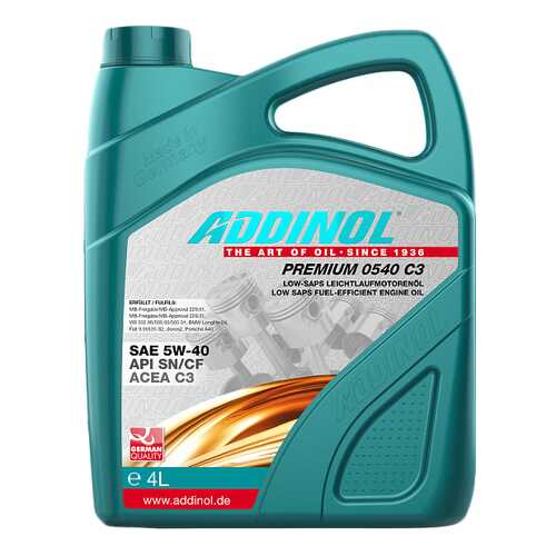 Моторное масло Addinol Premium 0540 C3 5W-40 4л в Татнефть