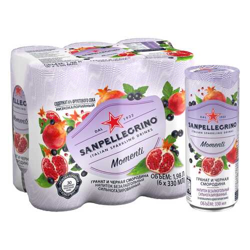 Газированный напиток Sanpellegrino Momenti с соком гранат и черная смородина 6 шт 0.33 мл в Татнефть